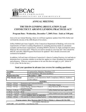 and CONNECTICUT ABUSIVE LENDING PRACTICES ... - Bcac-ct.org