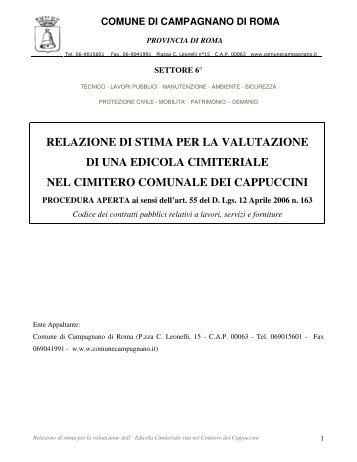 relazione di stima per la valutazione di una edicola cimiteriale nel ...