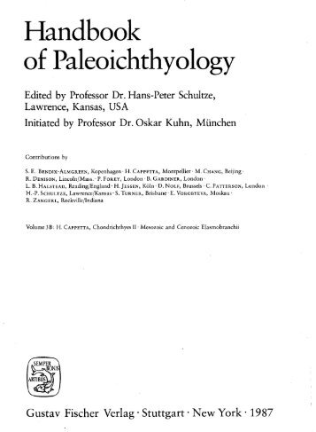 Handbook of Paleoichthyology