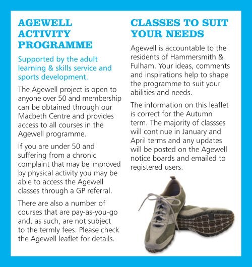 Agewell activities programme - London Borough of Hammersmith ...