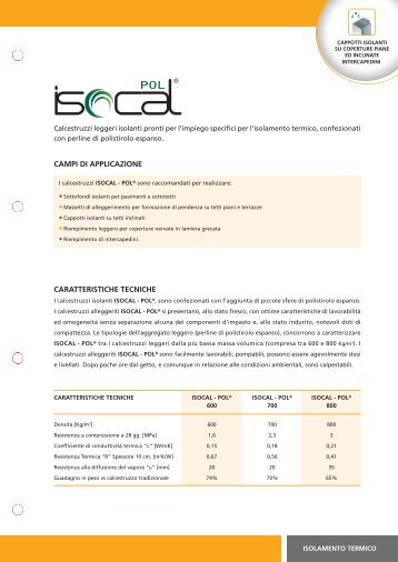 Scheda Tecnica Isocal POL - Calcestruzzi S.p.A.