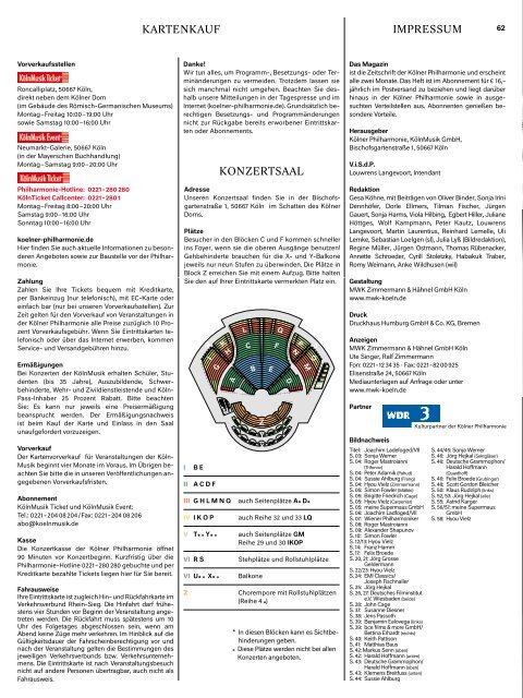 Das Magazin 01/02 2012 - Kölner Philharmonie