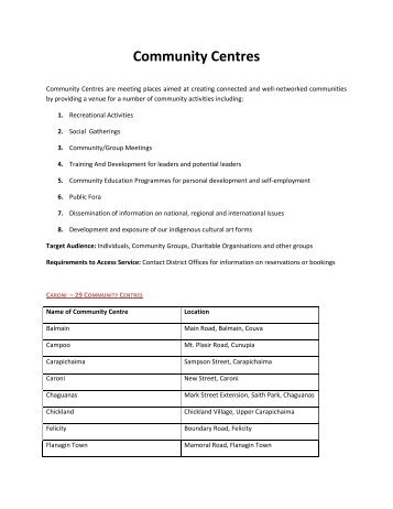 Community Centres - Ministry of Community Development