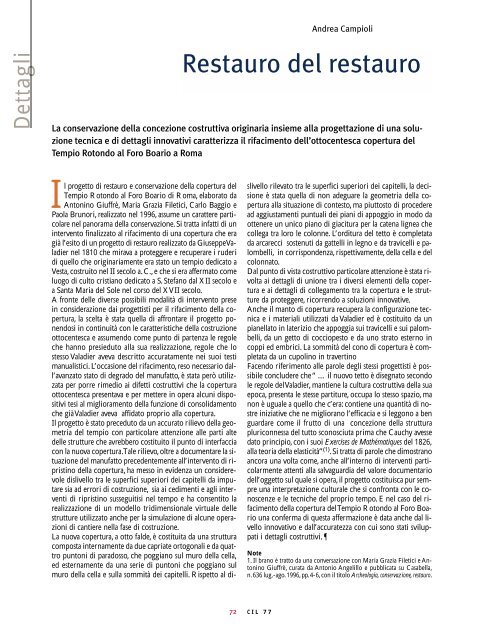 scarica l'articolo completo in pdf - Coperture in Laterizio