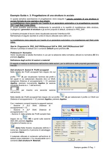 Esempio Guida n. 3: Progettazione di una struttura in acciaio - 2SI