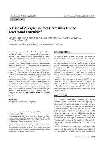 A Case of Allergic Contact Dermatitis Due to DuoDERM Extrathin