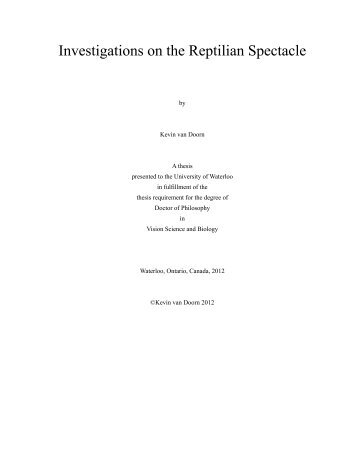 Chapter 1, The Reptilian Spectacle - UWSpace - University of ...