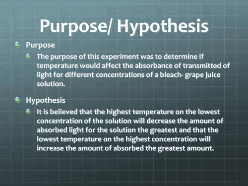 The effect of temperature on the absorbance of ... - Woodbridge High