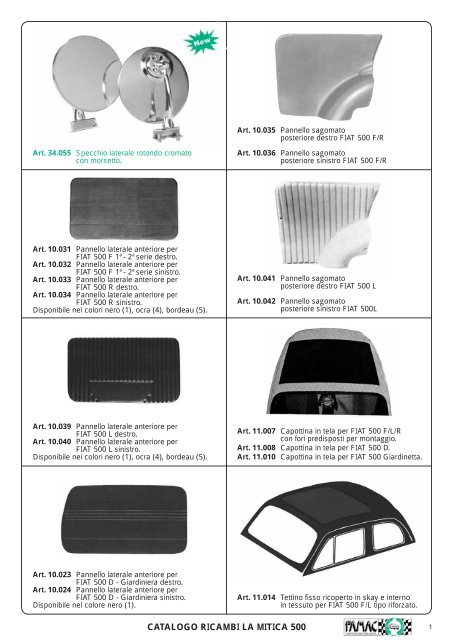 COPPIA PANNELLI PORTA ANTERIORI SAGOMATI FIAT 500 F COLORE NERO