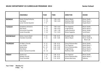TimeTable - St Hilda's Anglican School for Girls