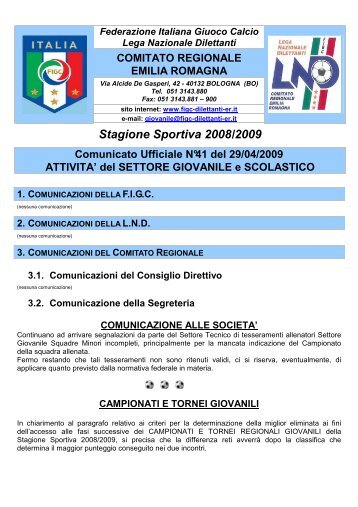 C.U. 41 SGS - FIGC Comitato Regionale Emilia Romagna