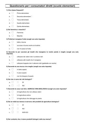 Questionario gradimento scuole elementari - BuonaLombardia.it