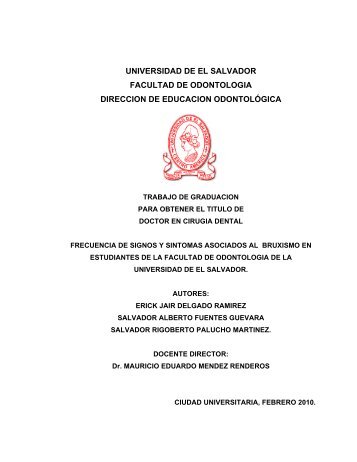 UNIVERSIDAD DE EL SALVADOR FACULTAD DE ODONTOLOGIA ...