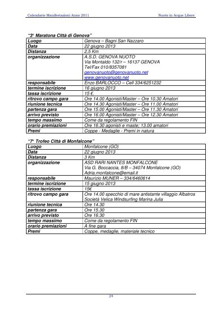 calendario 2013.gara per gara doc - Federazione Italiana Nuoto