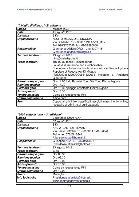 calendario 2013.gara per gara doc - Federazione Italiana Nuoto