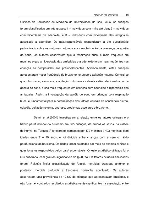 Avaliação da prevalência do bruxismo infantil e sua relação ... - Unicid