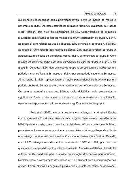 Avaliação da prevalência do bruxismo infantil e sua relação ... - Unicid