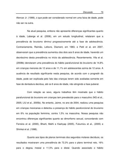 Avaliação da prevalência do bruxismo infantil e sua relação ... - Unicid