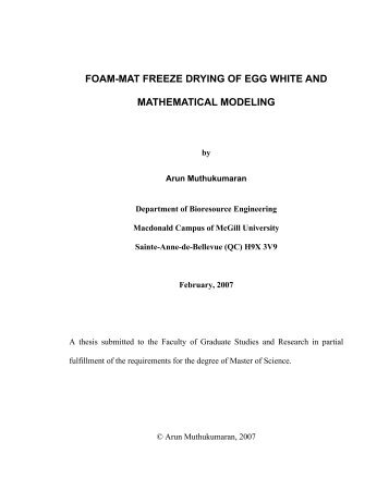 foam-mat freeze drying of egg white and ... - McGill University