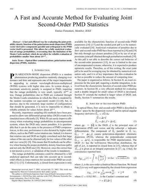 A fast and accurate method for evaluating joint second-order PMD ...