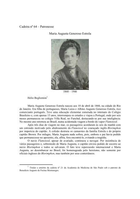 Maria Augusta Generoso Estrela - Academia de Medicina de São ...
