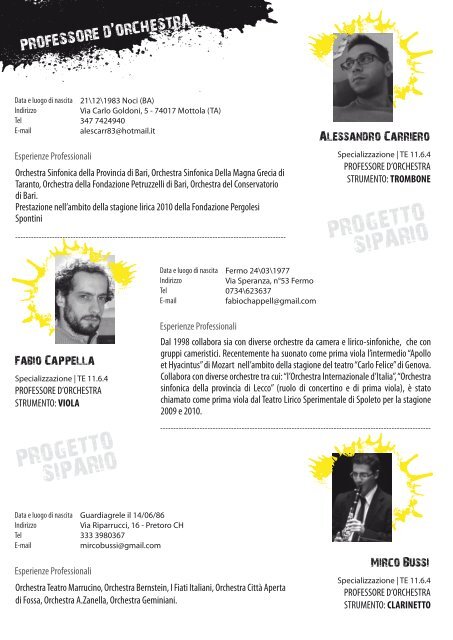 professore d'orchestra - Fondazione Pergolesi Spontini