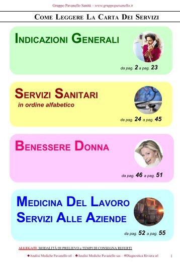 indicazioni generali servizi sanitari benessere donna medicina del ...