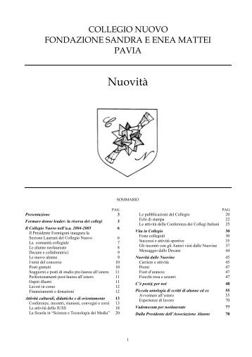 Nuovità 2005 - Collegio Nuovo - Università degli studi di Pavia