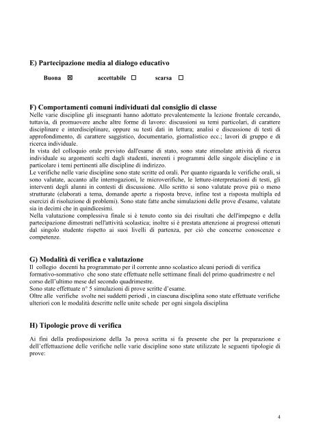 Documento del Consiglio di Classe Classe 5B Liceo delle Scienze ...