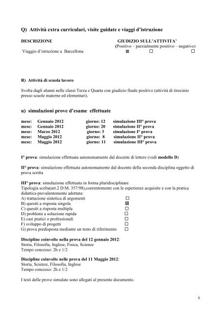 Documento del Consiglio di Classe Classe 5B Liceo delle Scienze ...