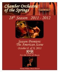 28th Season 2011 - 2012 - Chamber Orchestra of the Springs