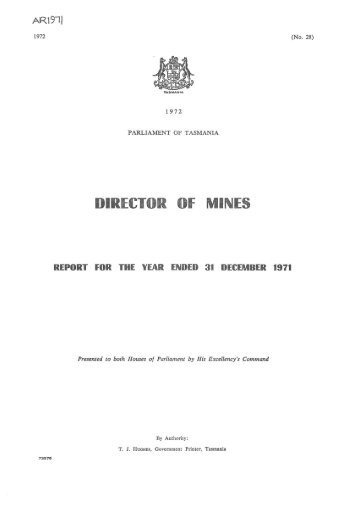 DIRECTOR OF MINES - Mineral Resources Tasmania