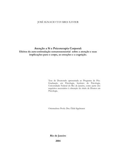 Atenção a Si e Psicoterapia Corporal: - UFRJ