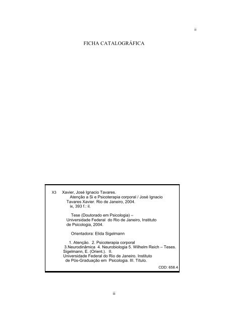 Atenção a Si e Psicoterapia Corporal: - UFRJ