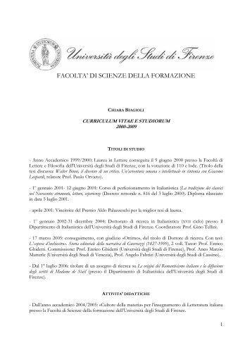 FACOLTA' DI SCIENZE DELLA FORMAZIONE