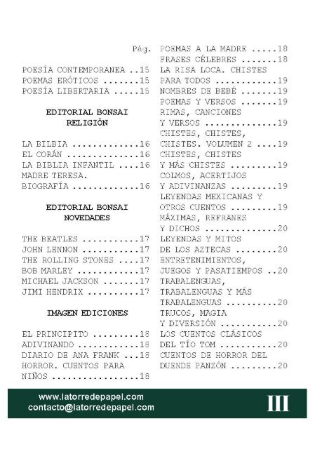 Catálogo en PDF - La Torre de papel