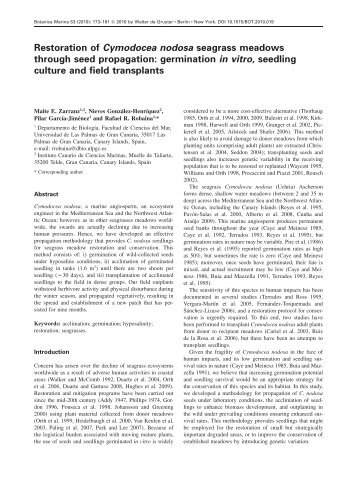 Restoration of Cymodocea nodosa seagrass meadows ... - redmic