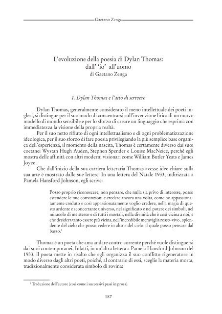 L'evoluzione della poesia in Dylan Thomas - Biblioteca Provinciale ...