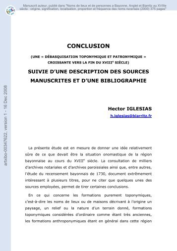 SUIVIE D'UNE DESCRIPTION DES SOURCES MANUSCRITES ET ...