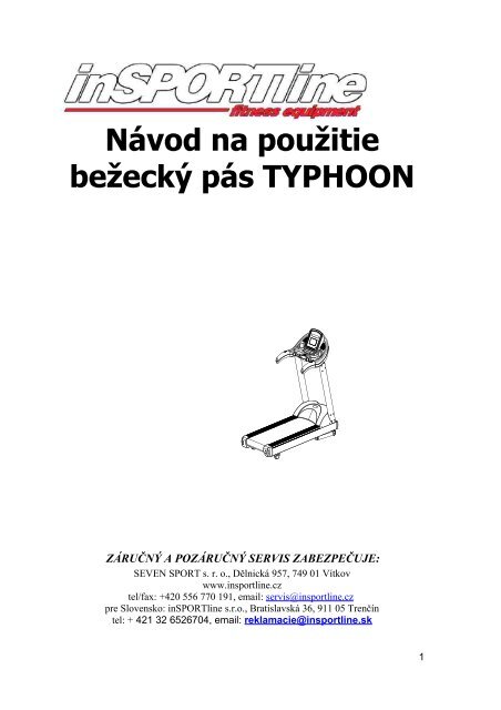 Návod na použitie bežecký pás TYPHOON - inSPORTline.sk