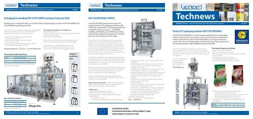Technews Vertical FFS packaging machine ... - Velteko, s.r.o.