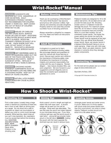Wrist-Rocket®Manual How to Shoot a Wrist ... - Saunders Archery