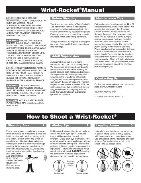 Wrist Rocket Manual How To Shoot A Wrist Saunders Archery