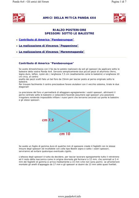 RIALZO POSTERIORE SPESSORI SOTTO LE BALESTRE AMICI ...