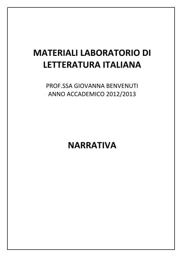 Testi Narrativi_Laboratorio Letteratura Italiana.pdf - Dipartimento di ...