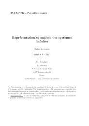 Représentation et analyse des syst`emes linéaires - LAAS CNRS