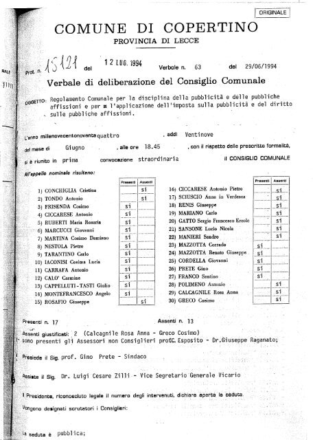 Regolamento pubblicità e pubbliche affissioni - Comune di Copertino