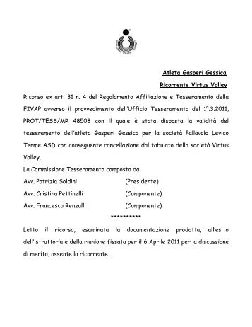 Documento - Federazione Italiana Pallavolo