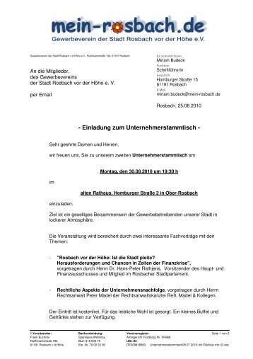 Einladung zum Unternehmerstammtisch - Das Informationsportal ...