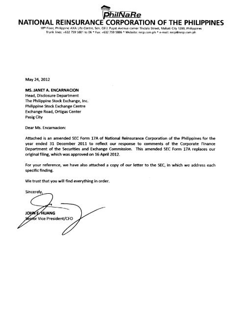 NRCP SEC Form 17A For 2011 Amended National Reinsurance 
